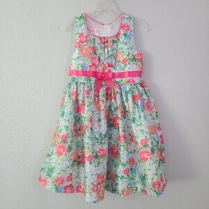 Jessica Ann Floral Spring Dress Pink Girls Size 6